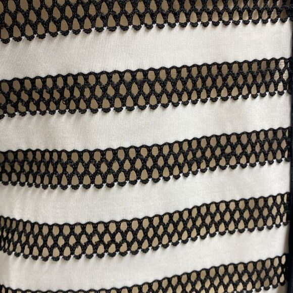 Chico’s Black & White Striped Easy Wear Mesh Cardigan Size O NEW - Picture 3 of 7